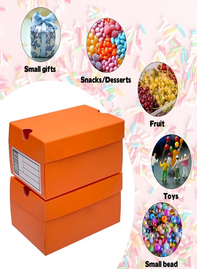 Foxtell 24 Pack Mini Sneaker Boxes for Party Favors 6.1 x 3.9 x 2.6 Inch Mini Shoe Gifts Boxes for Candies Cookies Snacks Sports Small Gift Case with Label for Wedding, Holiday, Birthday Party Favor (Orange) - Image 4